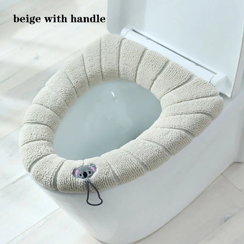 Soft Plush Toilet Seat Cover with Handle – Warm & Reusable