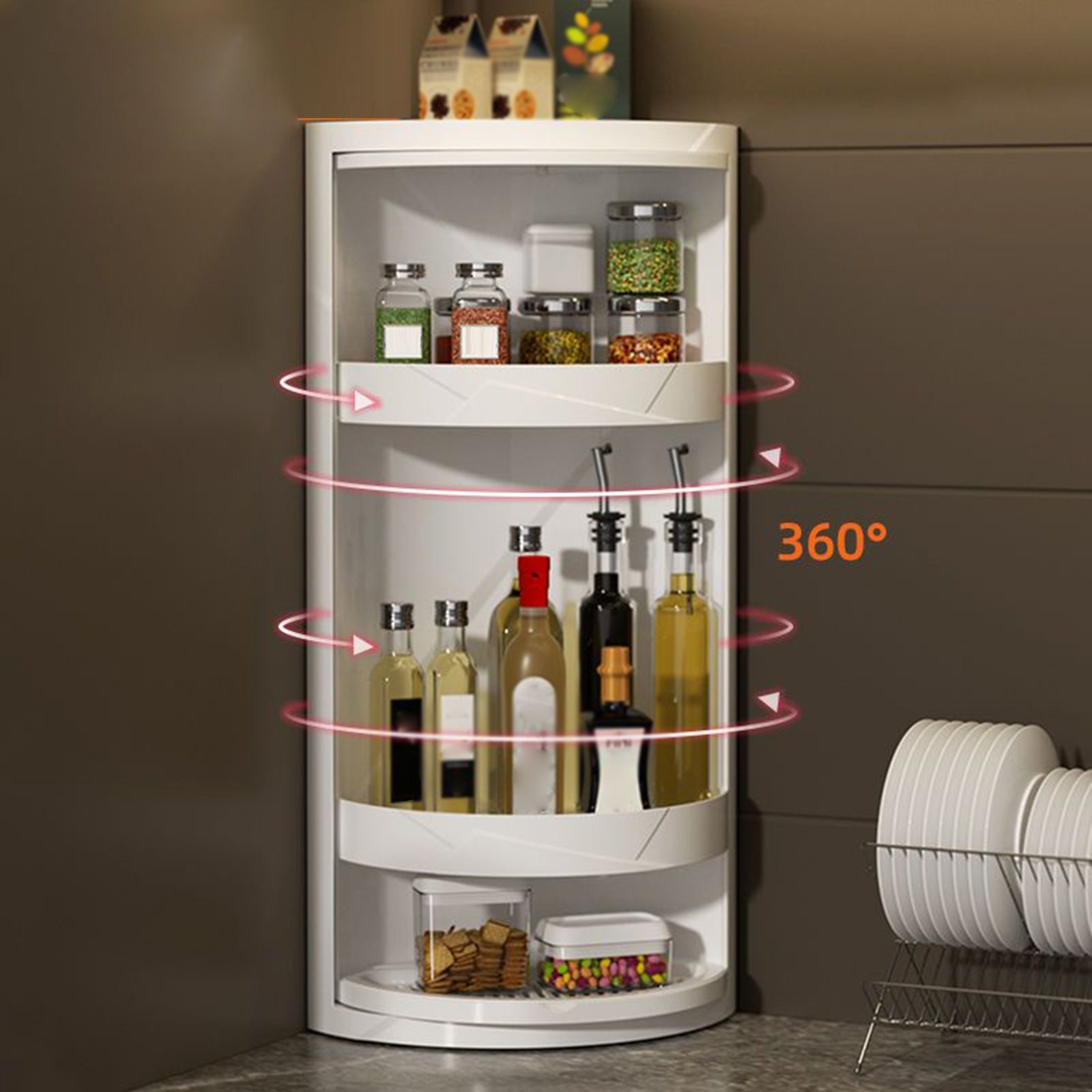 360° Rotating Corner Kitchen Spice Rack