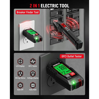 Circuit Breaker Finder & GFCI Outlet Tester with LCD Display