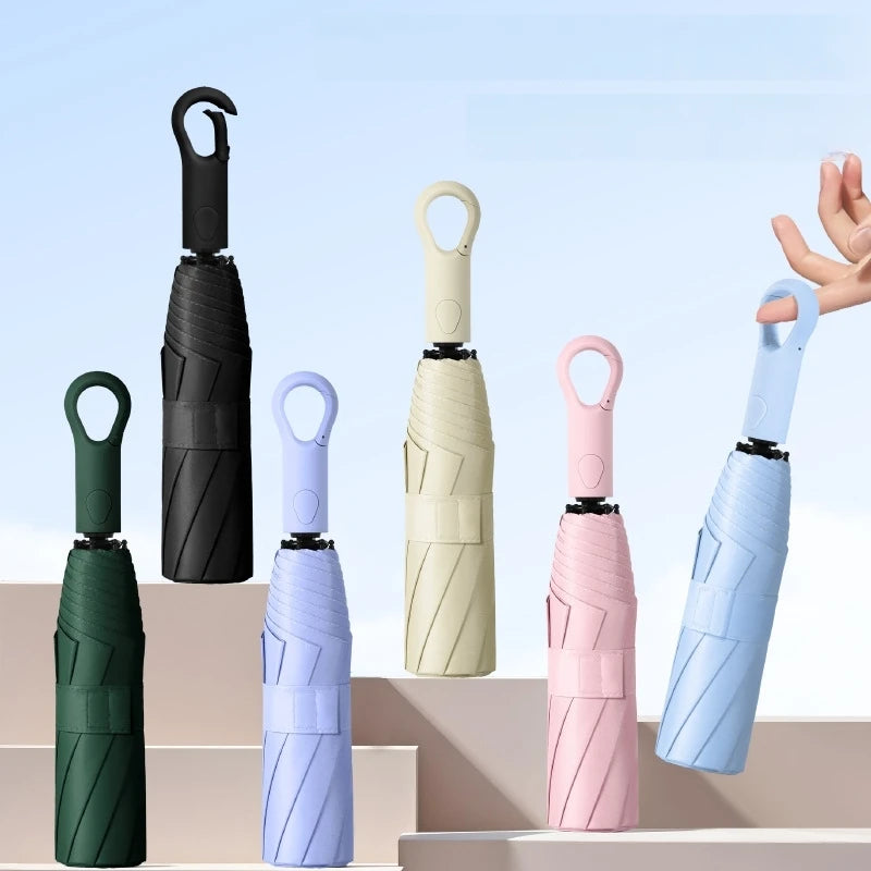 Automatic Compact Travel Umbrella with Ring Buckle