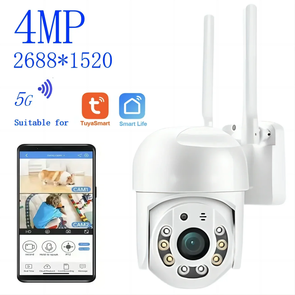 4MP Outdoor PTZ WiFi Security Camera