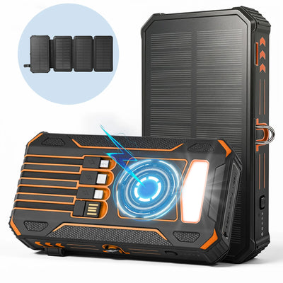 48,000mAh Solar Power Bank with 4 Panels & Wireless Charging