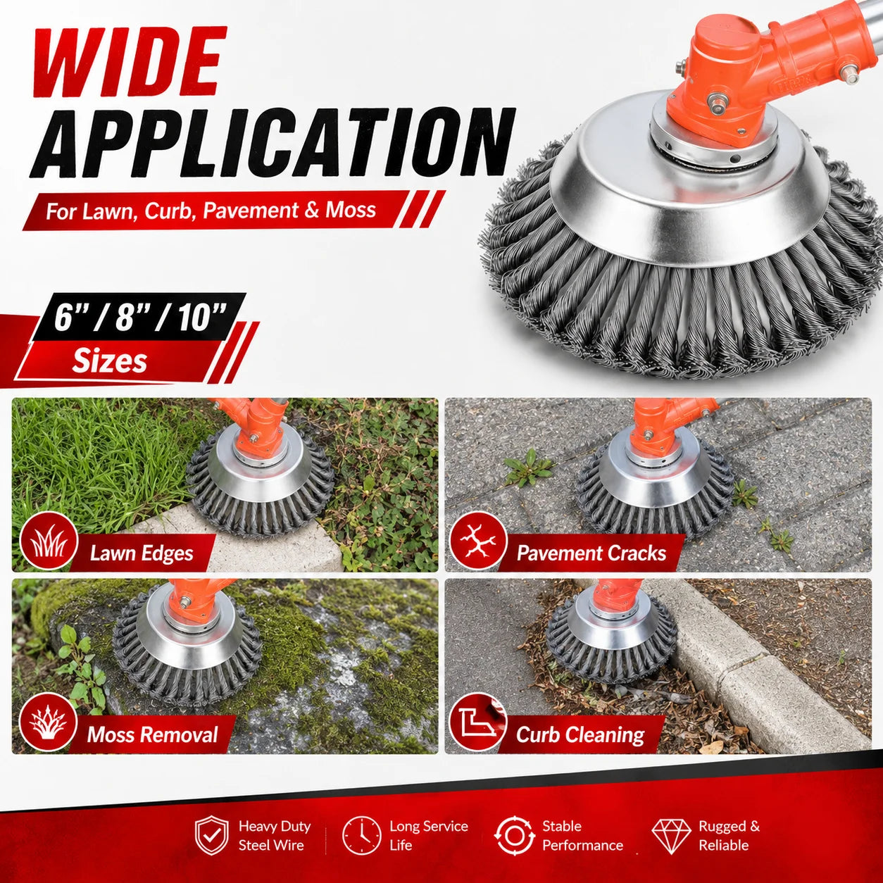 6/8/10 Inch Steel Wire Weed Trimmer Head