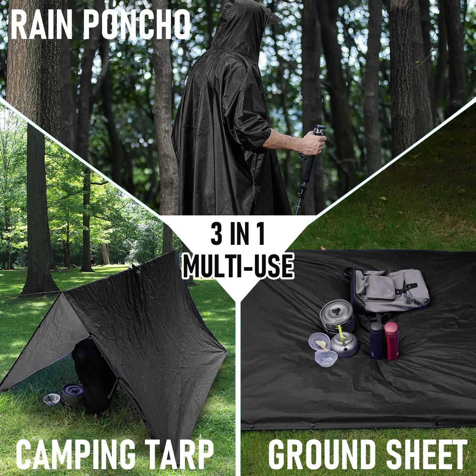 3-in-1 Military Rain Poncho Shelter