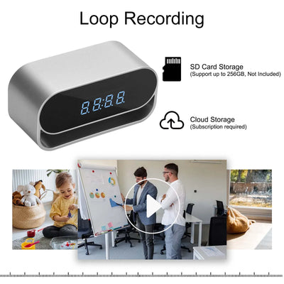 2K WiFi Clock Security Camera with Night Vision