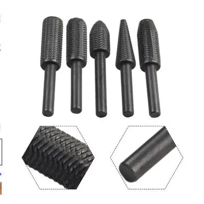 5-Piece Steel Rotary Rasp File Set (6mm Shank)