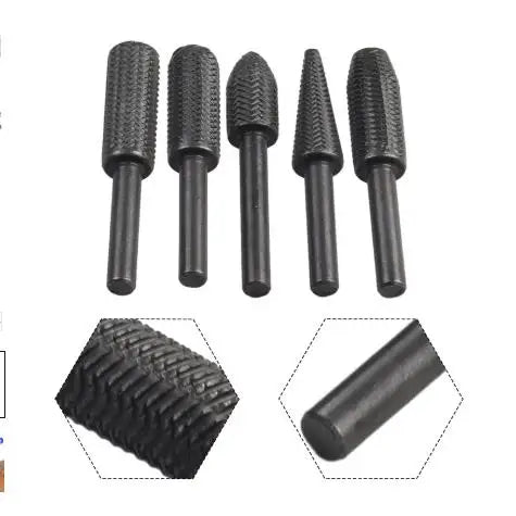 5-Piece Steel Rotary Rasp File Set (6mm Shank)