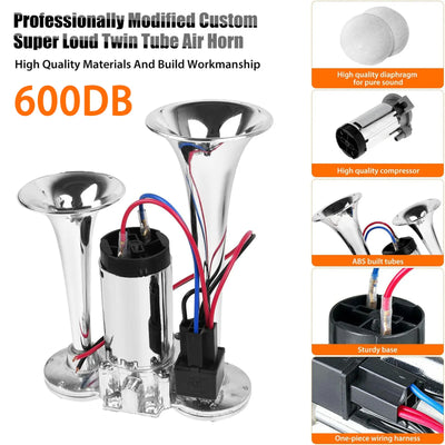 12V Dual Trumpet Super Loud Electric Air Horn