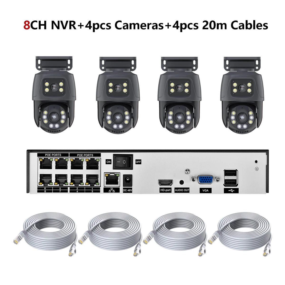 6MP Dual-Lens PTZ PoE Security Camera System