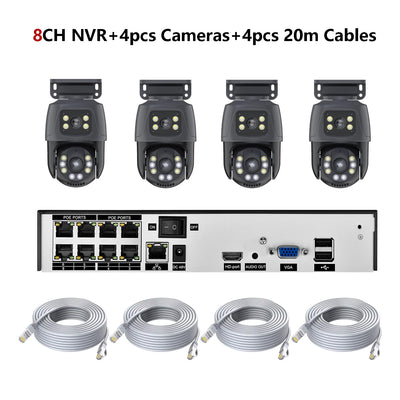 6MP Dual-Lens PTZ PoE Security Camera System
