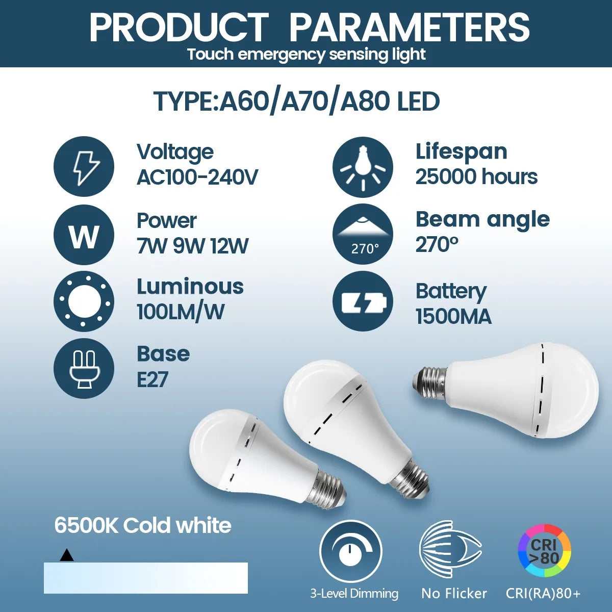 Rechargeable Emergency LED Light Bulb with Battery Backup