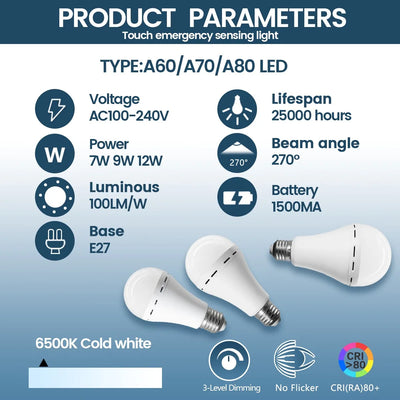 Rechargeable Emergency LED Light Bulb with Battery Backup