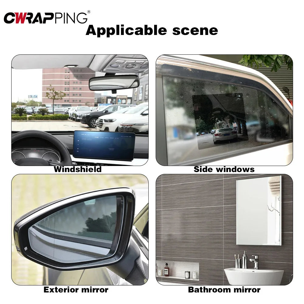 Anti-Fog Waterproof Rearview Mirror Film Kit