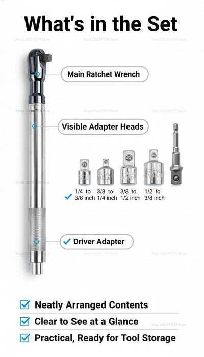 Extended 1/2-Inch Ratchet Wrench