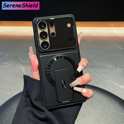 Camera Lens Cap & Magnetic Holder Phone Case for Samsung Galaxy Series