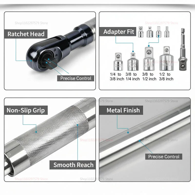 Extended 1/2-Inch Ratchet Wrench