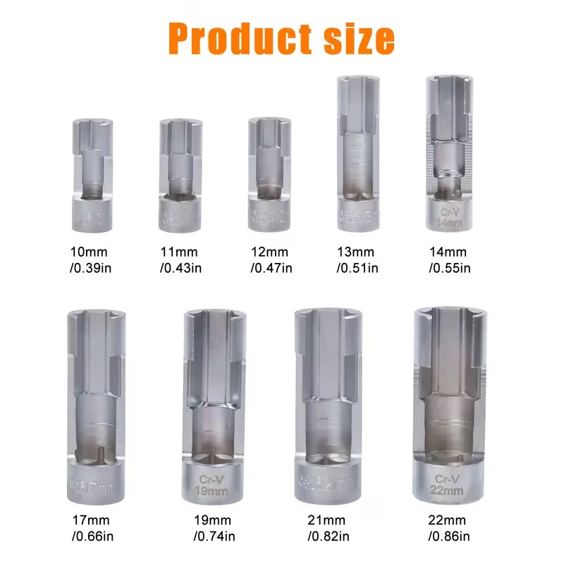 9-Piece Oxygen Sensor & Fuel Pipe Socket Set