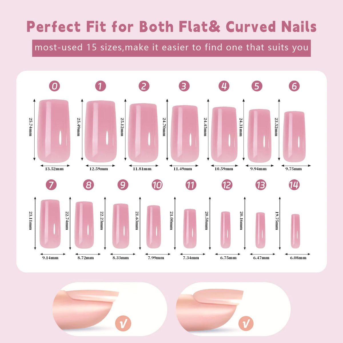 150 piezas de uñas postizas almendradas color nude – estilo ballet