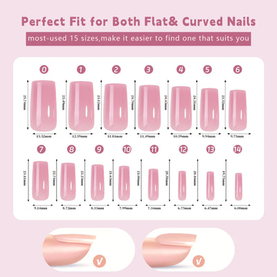 150 piezas de uñas postizas almendradas color nude – estilo ballet