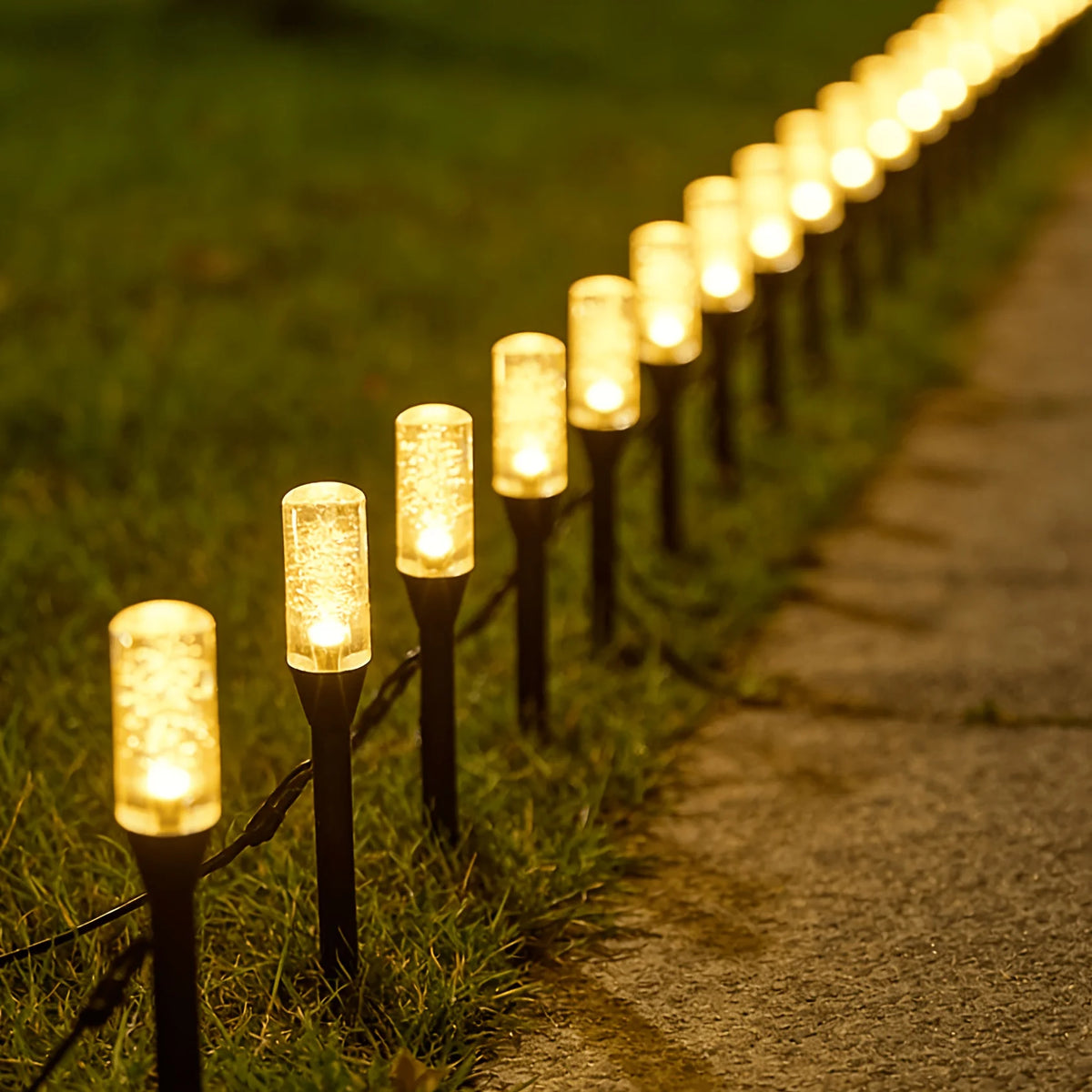 Solar Bubble Tube Pathway Stake Lights (Warm White)