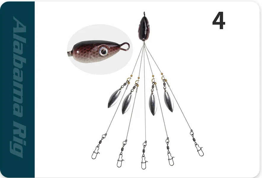 5-Arm Alabama Umbrella Rig Fishing Lure Set