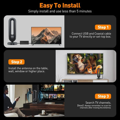 Indoor/Outdoor Digital HDTV Antenna with Signal Booster