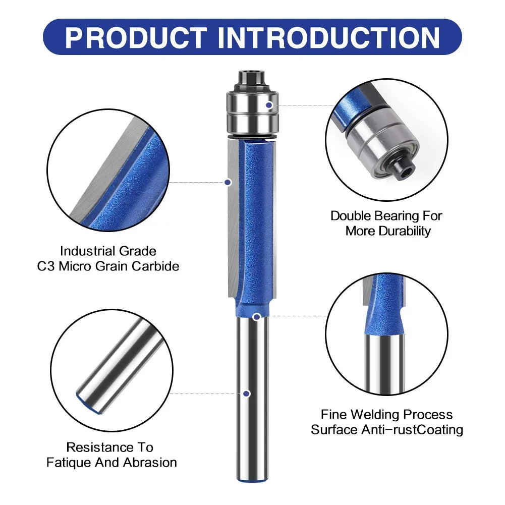 Flush Trim Router Bit with Dual Bearings