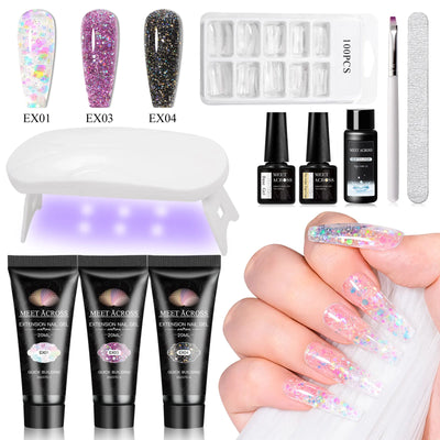 Set de 10 piezas para extensión de uñas de poligel
