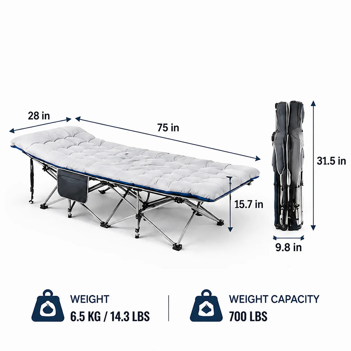 Heavy-Duty Folding Camping Cot with Padded Mattress