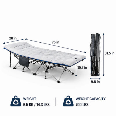Heavy-Duty Folding Camping Cot with Padded Mattress