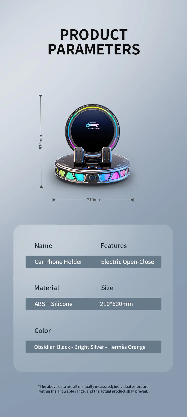15W Auto-Clamping Wireless Car Charger with RGB Lights