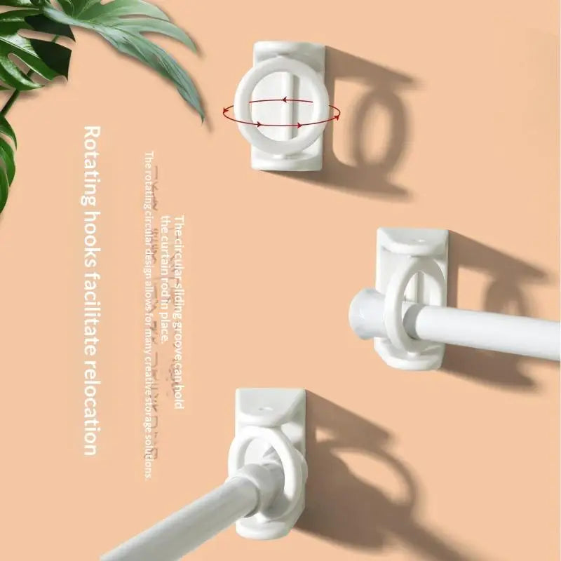 360° Rotatable Self-Adhesive Curtain Rod Brackets (2 Pcs)