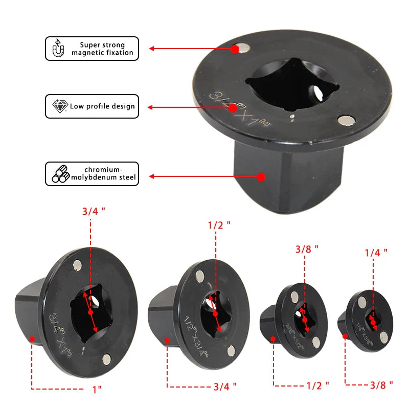 4PC Magnetic Socket Adapter Set