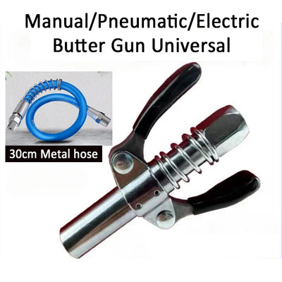 Quick-Release Locking Grease Gun Coupler with Flexible Hose