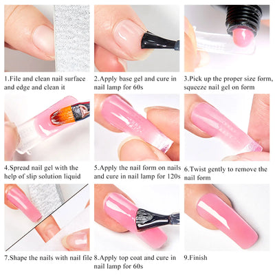 Set de 10 piezas para extensión de uñas de poligel