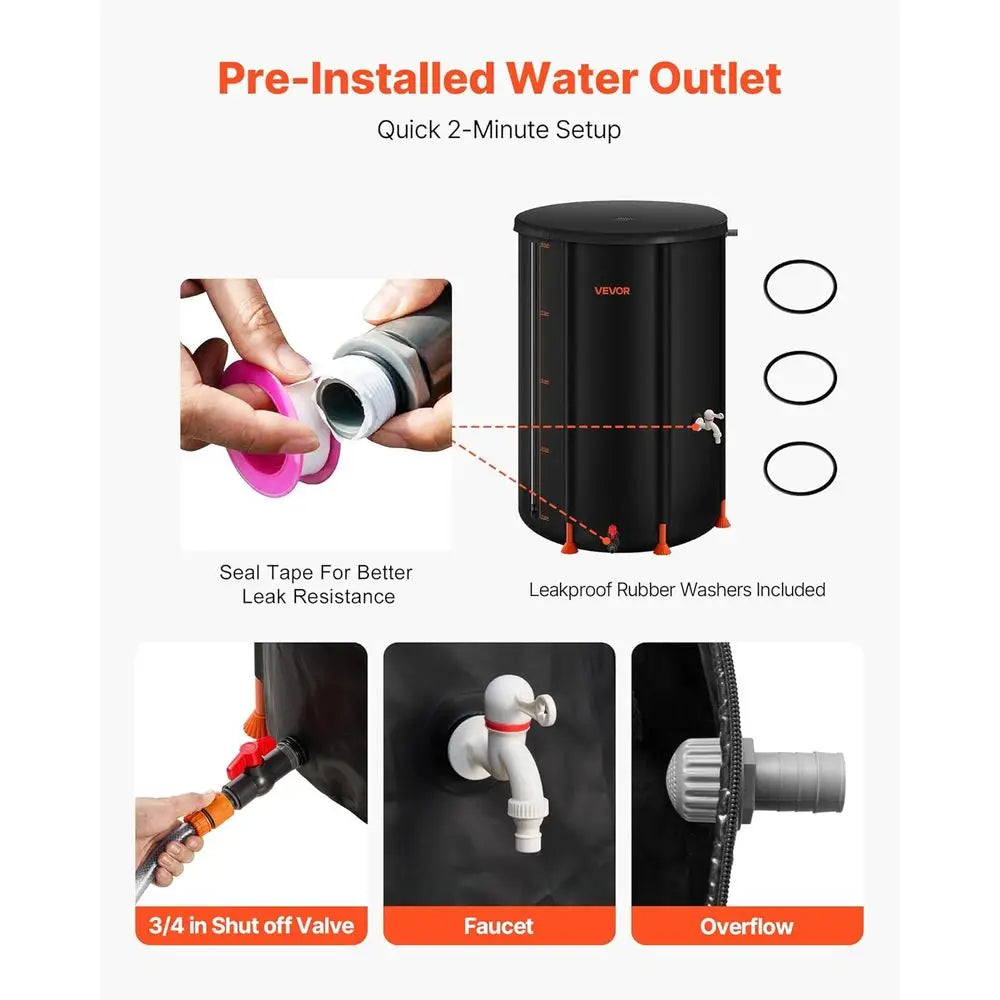 100-Gallon Portable Rainwater Collection Barrel & Folding Water Tank