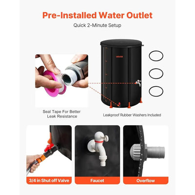 100-Gallon Portable Rainwater Collection Barrel & Folding Water Tank