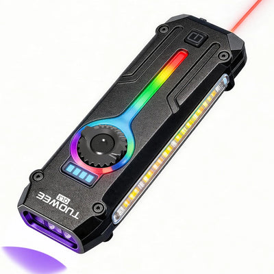 Rechargeable EDC Flashlight with UV, Laser & RGB Light