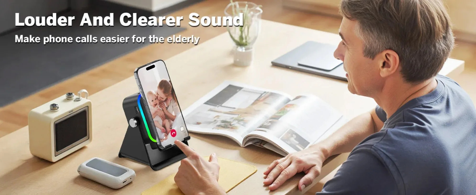5-in-1 Bluetooth Speaker Phone Stand with RGB Light
