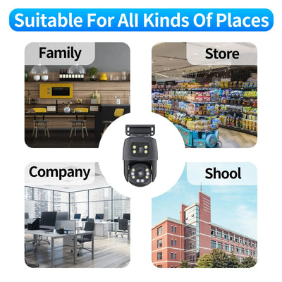 6MP Dual-Lens PTZ PoE Security Camera System
