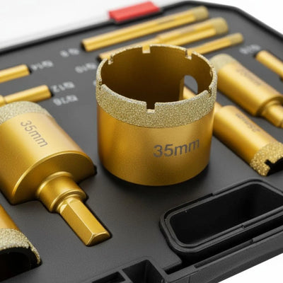 12-Piece Vacuum Brazed Diamond Hole Saw Drill Bit Set with Storage Case