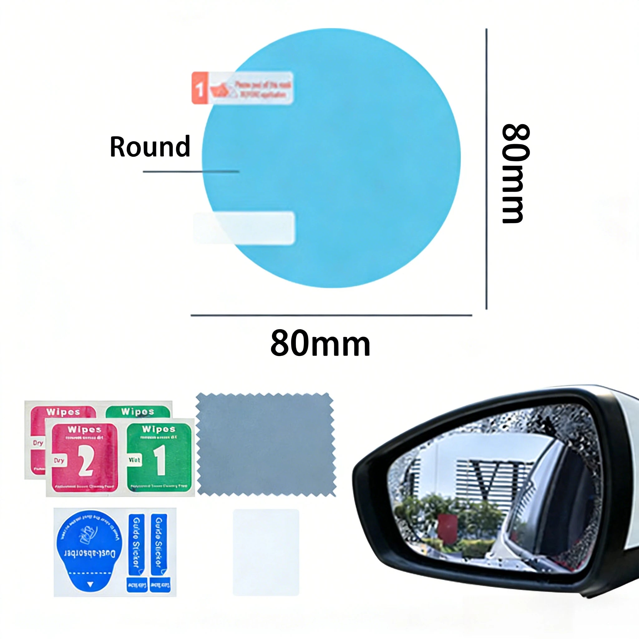 Anti-Fog Waterproof Rearview Mirror Film Kit