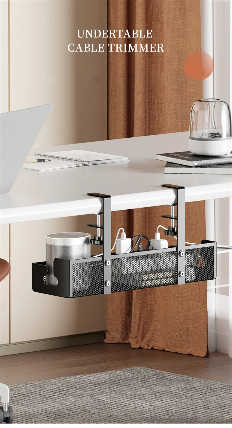 No-Drill Under Desk Cable Management Tray