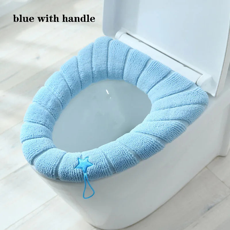 Soft Plush Toilet Seat Cover with Handle – Warm & Reusable