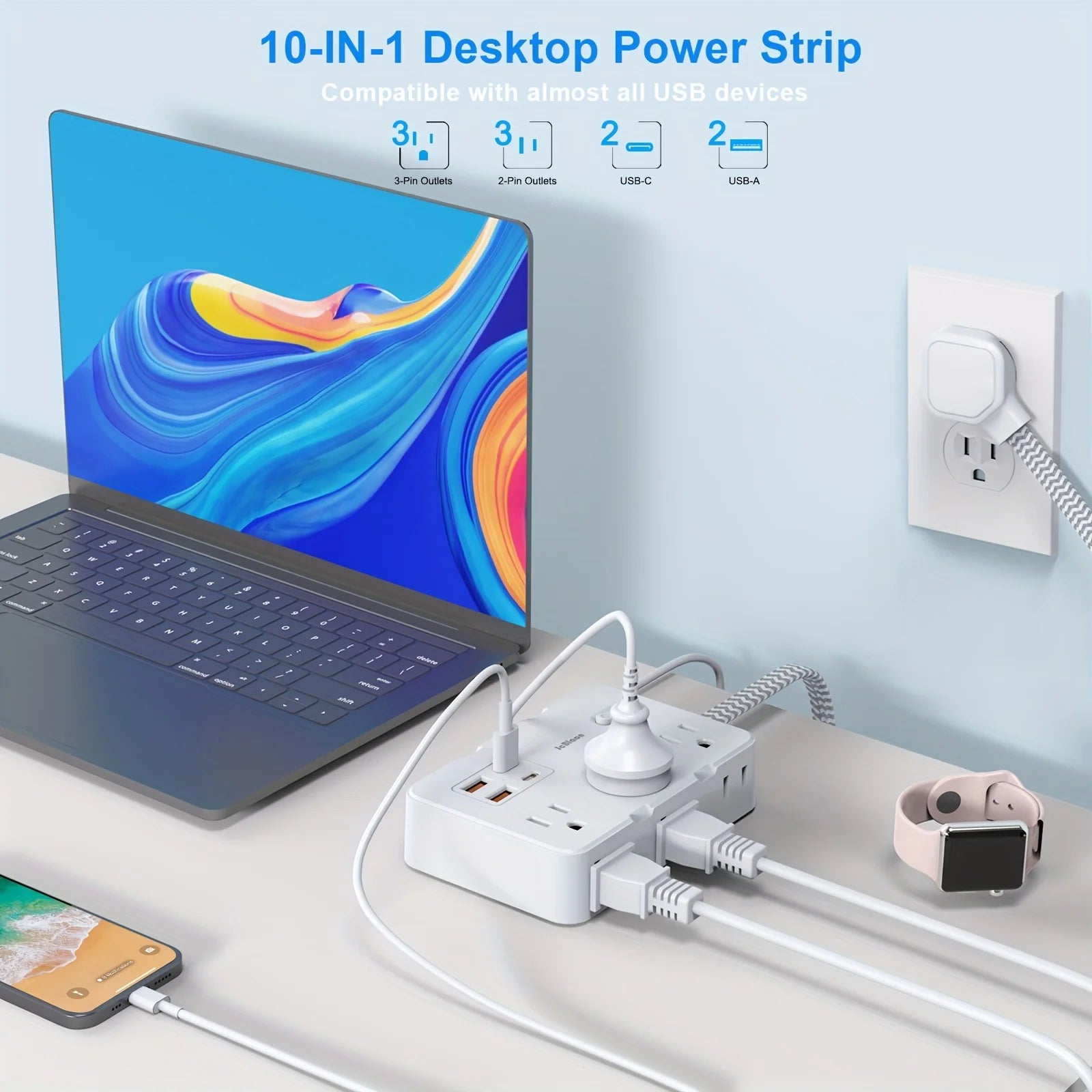 10-in-1 Desktop Power Strip with USB-C