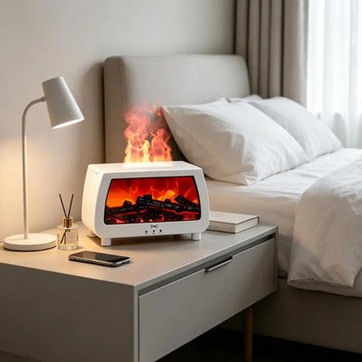 Flame Effect Ultrasonic Aroma Diffuser with LED Lights