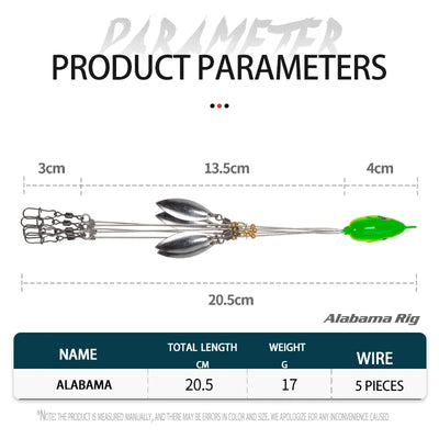 5-Arm Alabama Umbrella Rig Fishing Lure Set