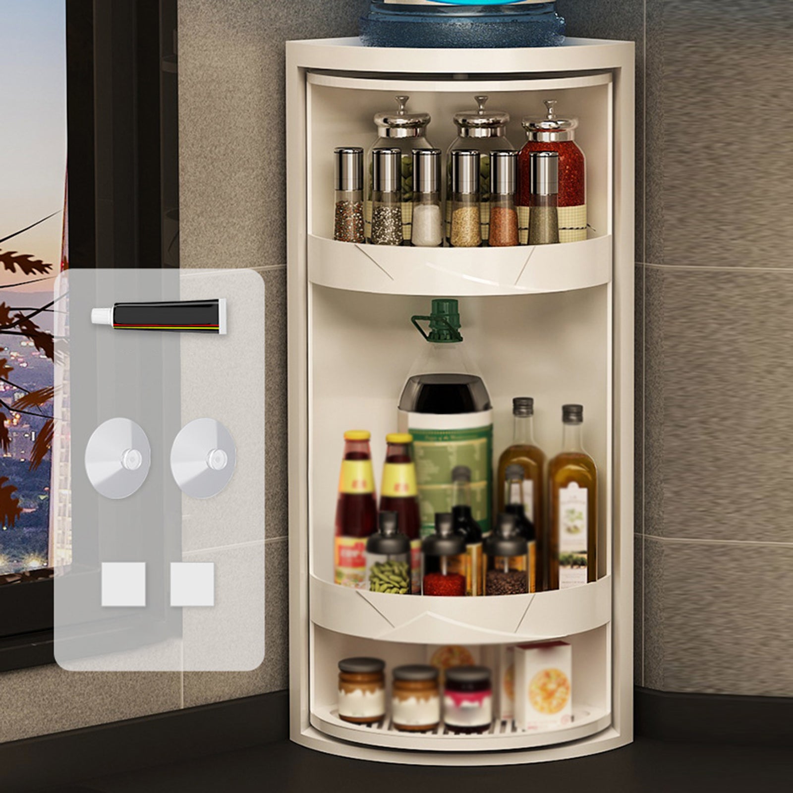 360° Rotating Corner Kitchen Spice Rack