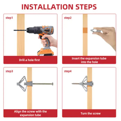 Drywall Toggle Anchors (50 Anchors + 50 Screws)
