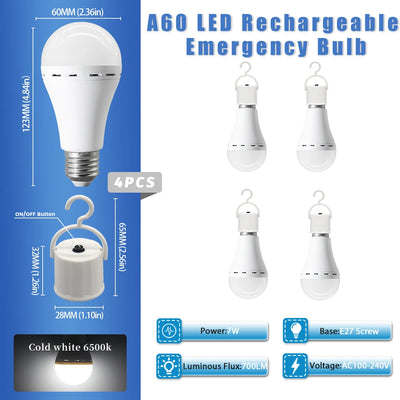 A60 E27 Rechargeable Emergency LED Bulbs